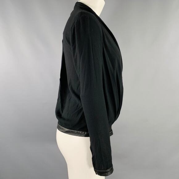 HELMUT LANG Size S Black Viscose Blend V-Neck Casual Top - Picture 2 of 5